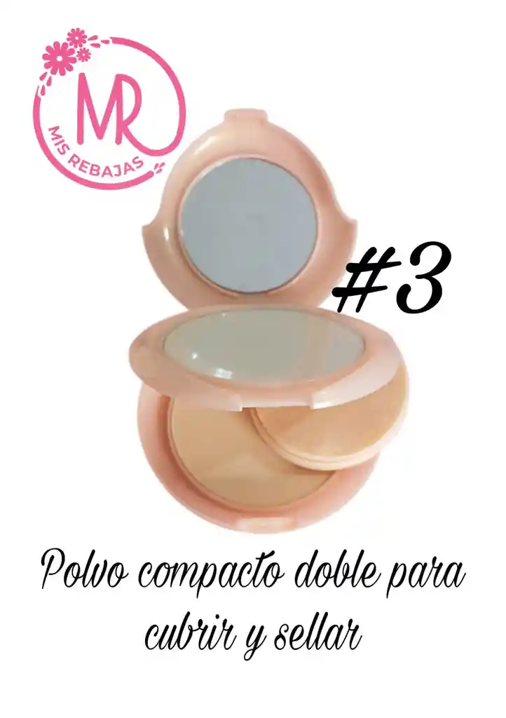 Polvo Compacto Doble Con Pomo Y Espejo Para Cubrir Y Sellar (tono #3)