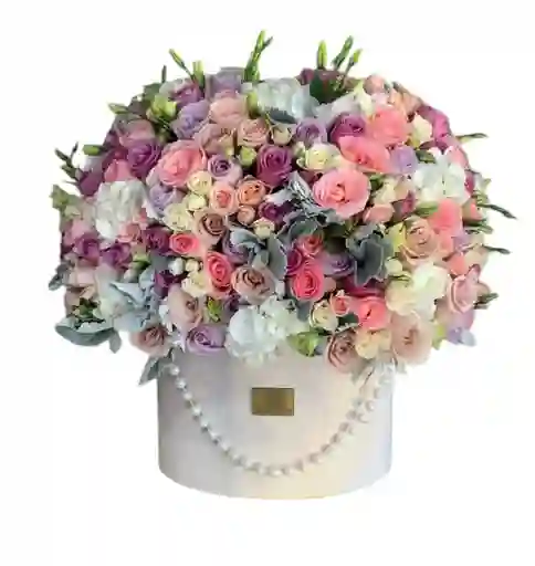Caja De Rosas Tono Pastel