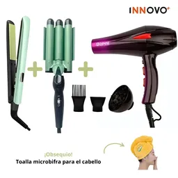 Combo Secador Bopai 4000w + Plancha Tradicional + Pinza Sirena + Obsequio Toalla