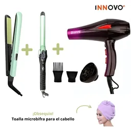 Súper Combo Secador Bopai 4000w + Plancha Tradicional + Pinza Rizadora Tubo + Obsequio Toalla