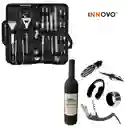 Combo Set Utensilios Asado X29 Piezas Estuche+ Kit Sacacorchos Tipo Botella X5