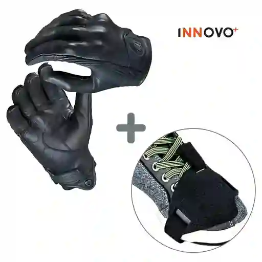 Combo Guantes Para Moto Icon Persuit Liso + Protector Para Zapato Moto
