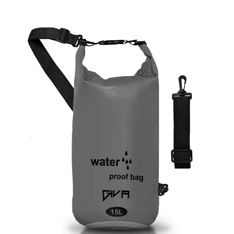 Dry Bag 100% Impermebale, 15l, Morral, Estuche, Bolsa Color Gris