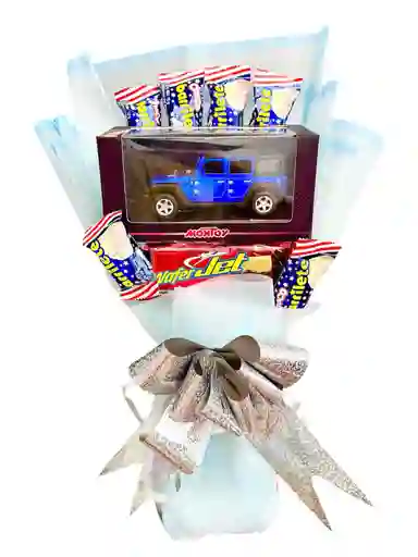 Regalo Especial Ramo De Dulces Y Jeep De Colecciòn - Dia Del Niño - Feliz Dia - Feliz Cumpleaños