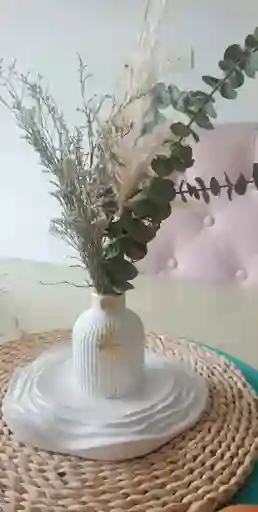 Set Decoracion Bandeja Ondulada Y Jarron Con Dorado