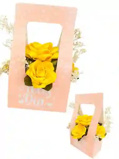 Regalo Especial Canasta Para Mi Persona Favorita Con Rosas Amarillas Eternas - Regalo Feliz Cumpleaños - Regalo Feliz Dia - Regalo Dia De La Madre
