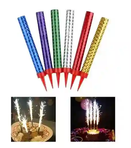 Velas Bengala Tipo Volcán Para Cumpleaños X6 Unidades / 15 Cm