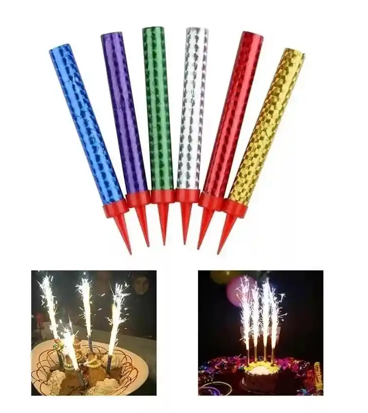 Velas Bengala Tipo Volcán Para Cumpleaños X6 Unidades / 15 Cm
