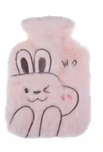 Bolsa De Agua Caliente Con Forro De Peluche Rosado 🧸 Alivio De Cólicos Y Dolores 1.000 Ml