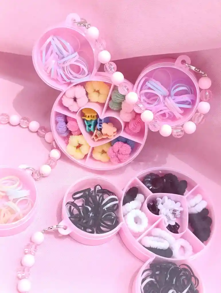 Caja Mickey Mouse De Cauchos O Ligas Para El Cabello Con Piojitos