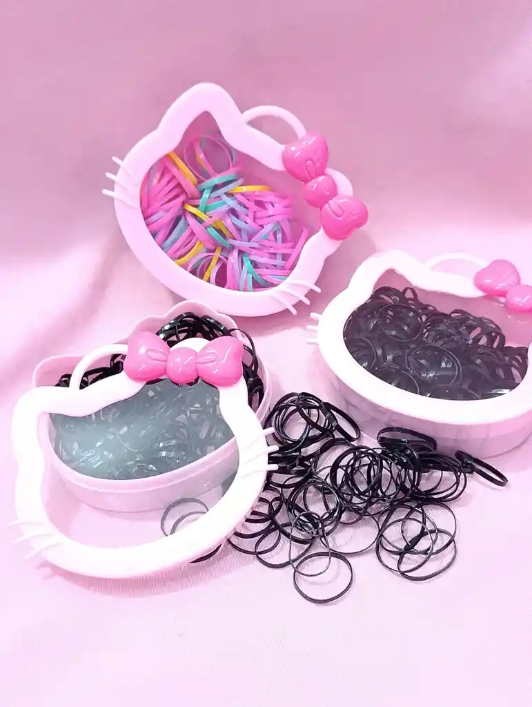 Cajita Hello Kitty De Cauchos O Ligas Para El Cabello - Peinados Sin Limite