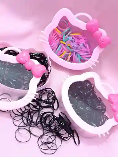 Cajita Hello Kitty De Cauchos O Ligas Para El Cabello - Peinados Sin Limite