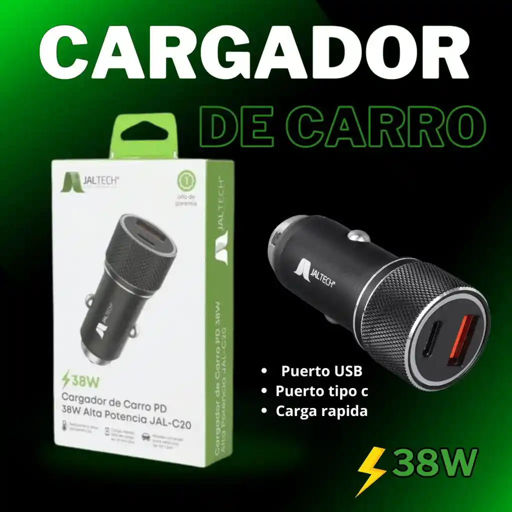 Cargador Para Vehiculo / Cargador De Carro/ Cargador De Automovil Carga Rapida