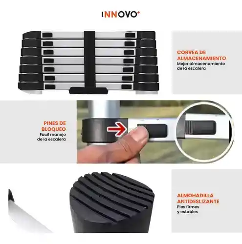 Escalera Telescopica 3.8 Metros Ajustable Aluminio Práctica Innovo