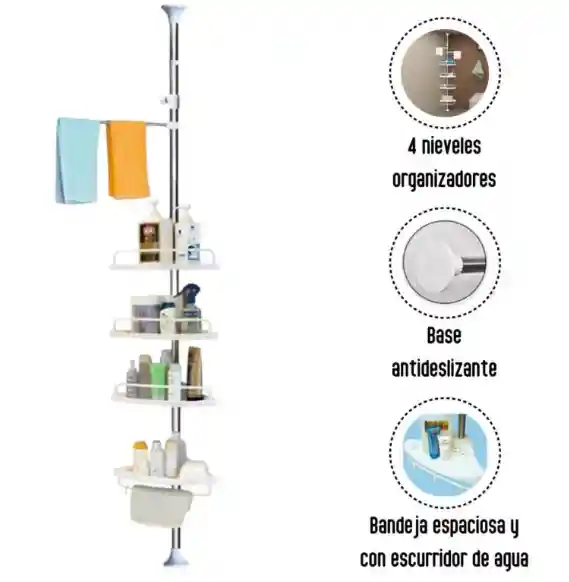 Organizador De Baño Esquinero 4 Niveles Grande