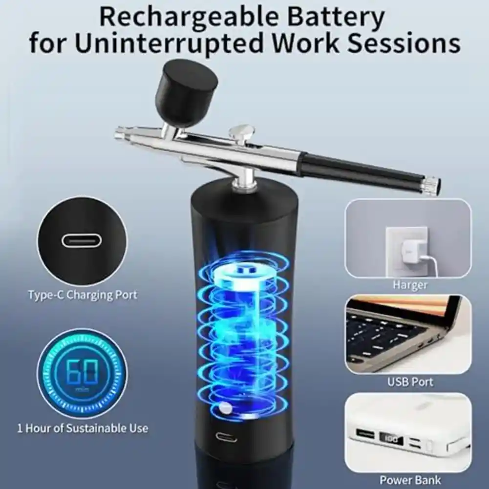 Kit De Aerógrafo Inalámbrico Con Compresor Multifunción