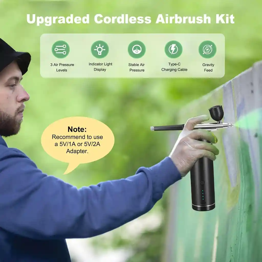 Kit De Aerógrafo Inalámbrico Con Compresor Multifunción