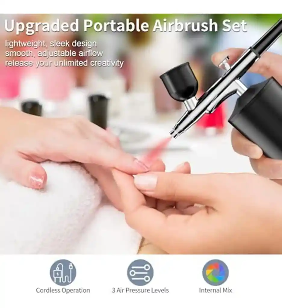 Kit De Aerógrafo Inalámbrico Con Compresor Multifunción
