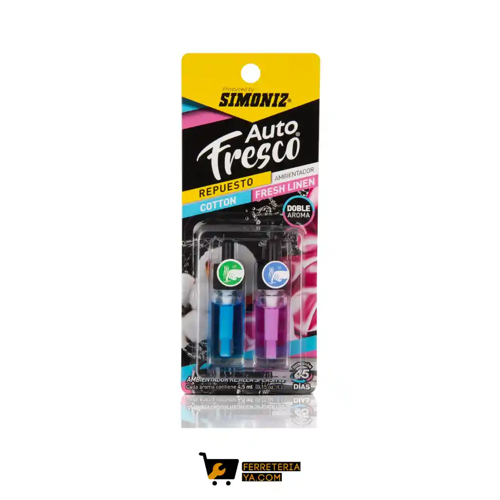 Ambientador Rejilla Duo Cotton + Fresh Line 4.5ml Simoniz