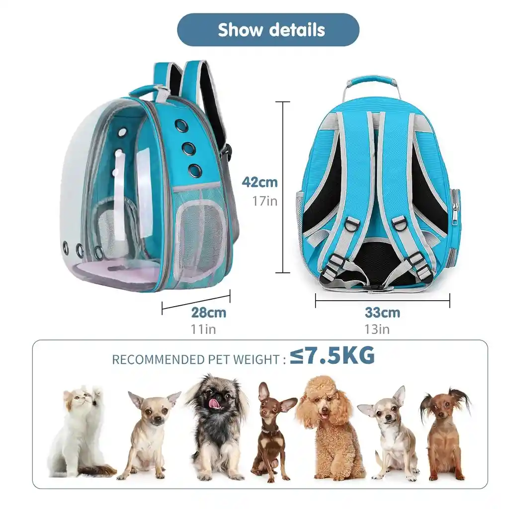 Morral Mochila Maleta Transparente Para Perro O Gato
