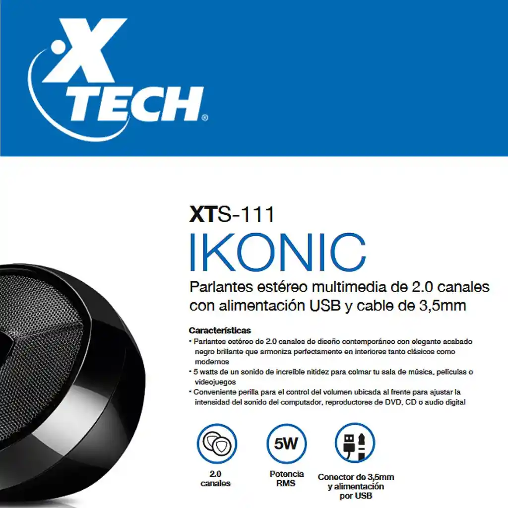 Parlante Xtech Ikonic Xts-111 Estéreo Multimedia Usb / 3,5mm