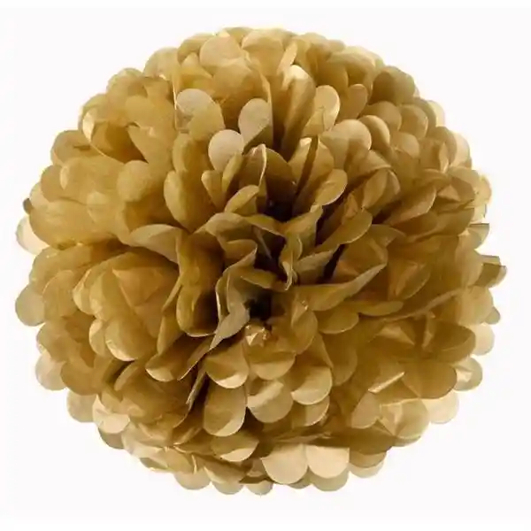 Pompon Metalizado De Papel Seda 30 Cm Dorado