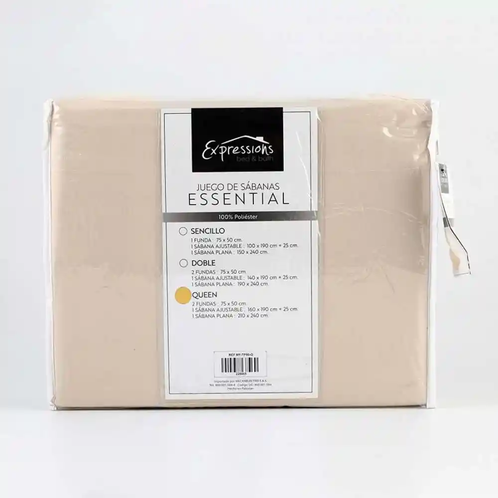 Juego De Sabanas Expressions Queen 160x190 Cm Poliéster Beige