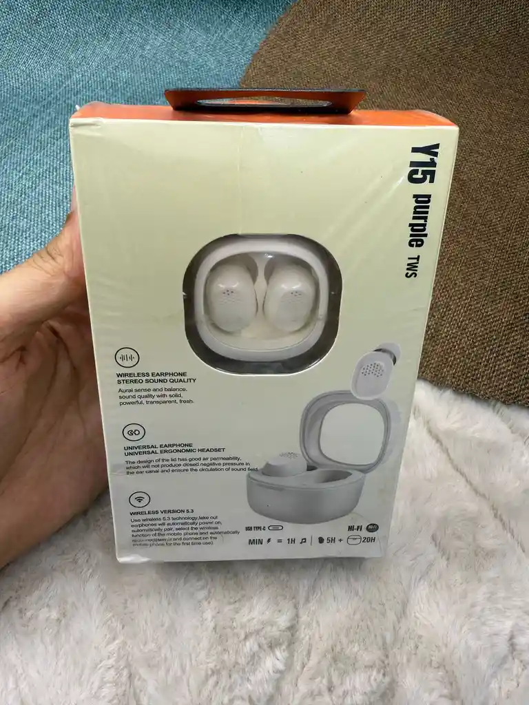 Audifonos Y15 Purple Tws / Hi-fi Earphone Stereo / Bluetooth