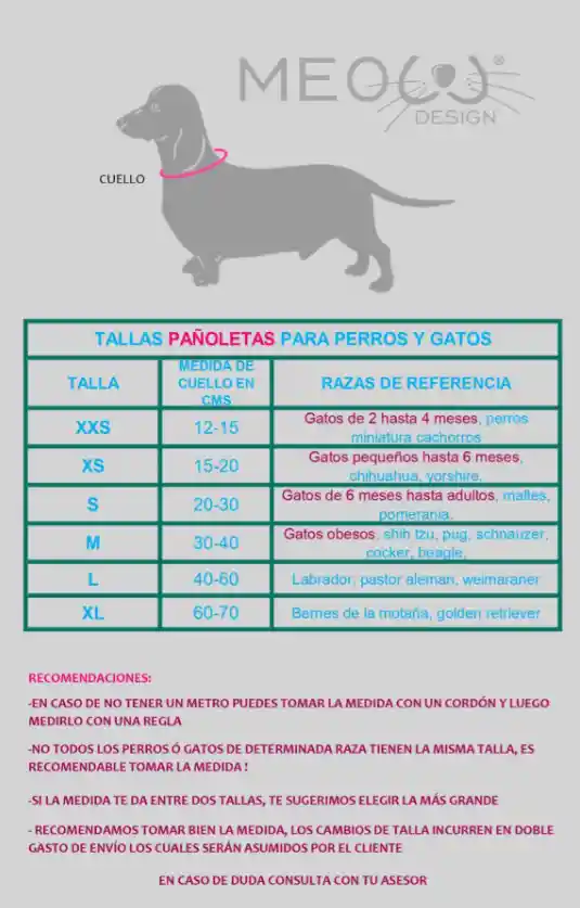 Pañoleta Meow Talla M