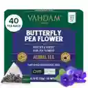 " Vahdam Butterfly Pea Flower Tea Bags, Té Vegano, Non-gmo, Delicado Y Terroso, Directo De Origen - 40 Bolsas Piramidales Biodegradables "