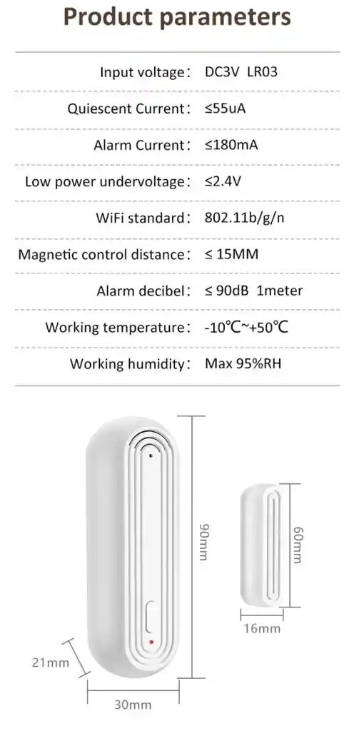 Sensor Seguridad Wifi Puerta Ventana Smart Sirena Alarma