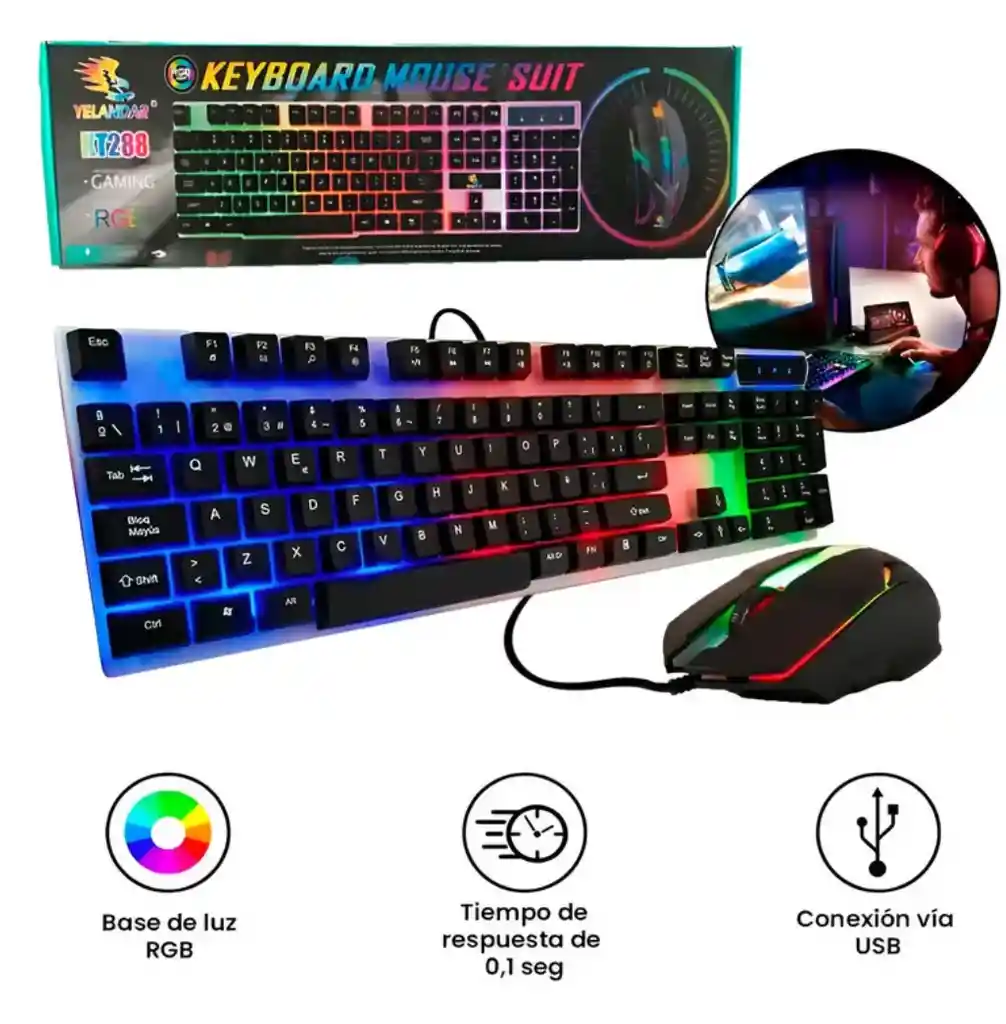 Combo Teclado Y Mouse Gamer Rgb Jx-kt288
