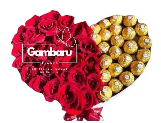 Flores- Rosas Y Ferreroen Corazon Luxury