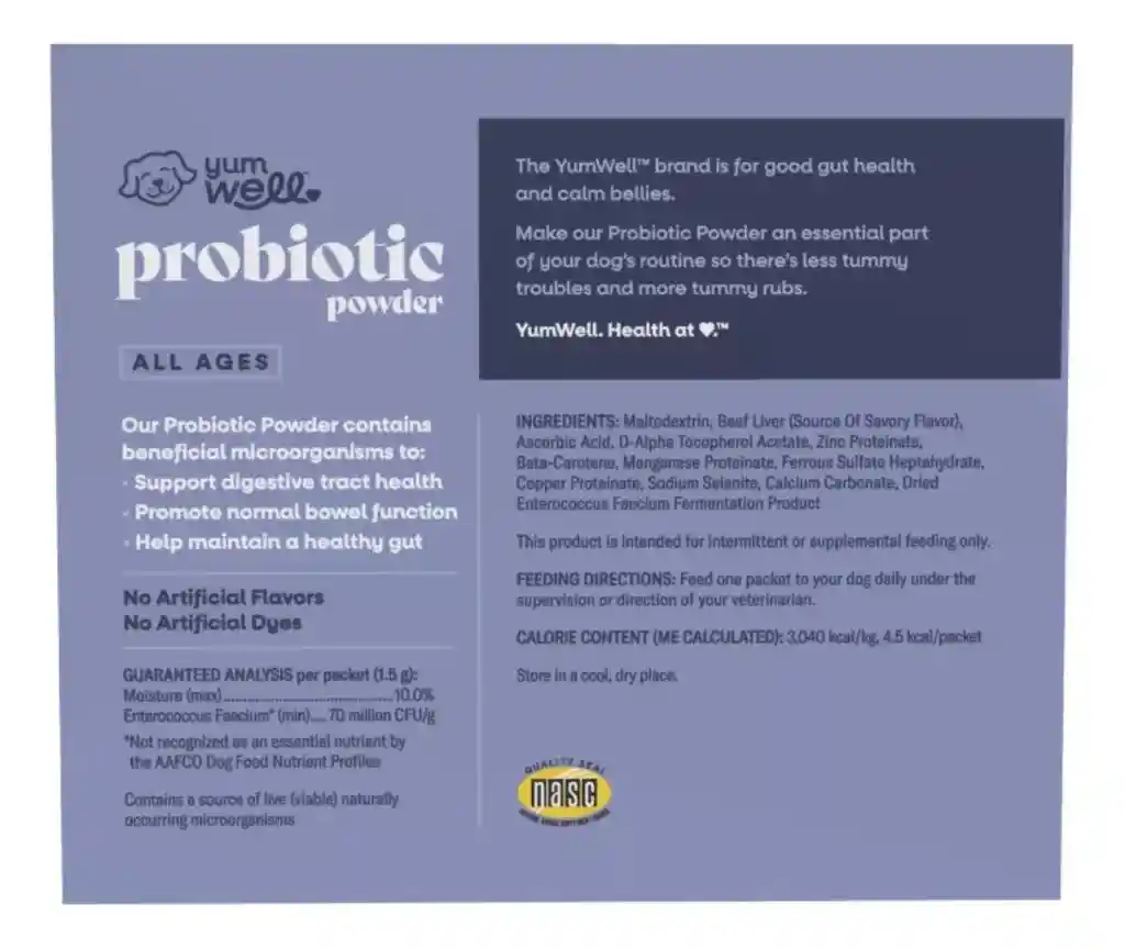 Probióticos Para Perro En Polvo Yum Well X 30 Sachets