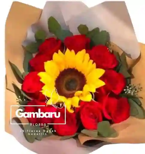 Flores Rosas Y Girasol Divino Amor