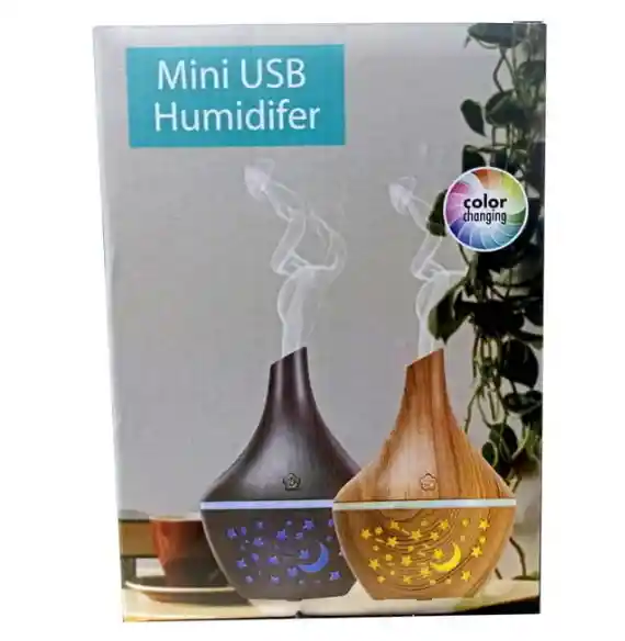 Humidificador Aromaterapia Led Madera Estrellas