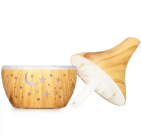 Humidificador Aromaterapia Led Madera Estrellas
