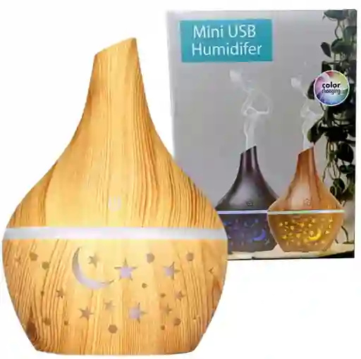 Humidificador Aromaterapia Led Madera Estrellas