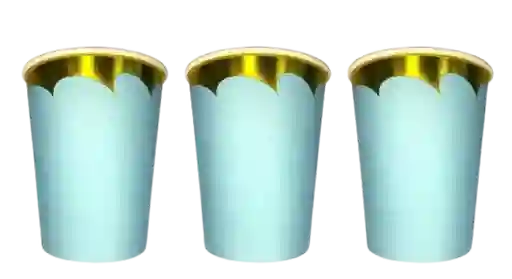Vaso Azul Pastel Borde Dorado X10