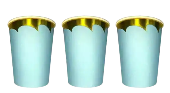 Vaso Azul Pastel Borde Dorado X10