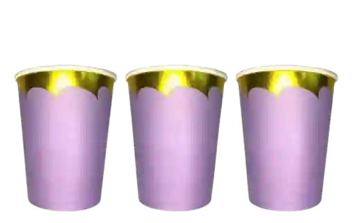 Vaso Lila Pastel Borde Dorado X10