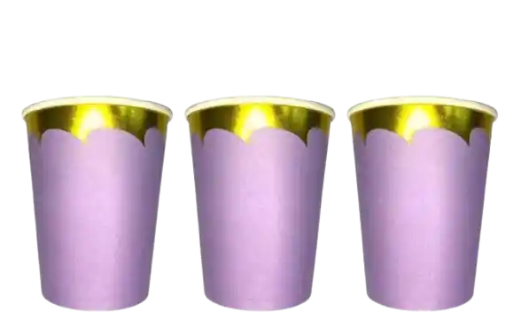 Vaso Lila Pastel Borde Dorado X10