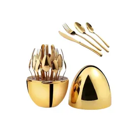 Set De Cubiertos Cocina 24pz Acero Inoxidable Estuche Huevo