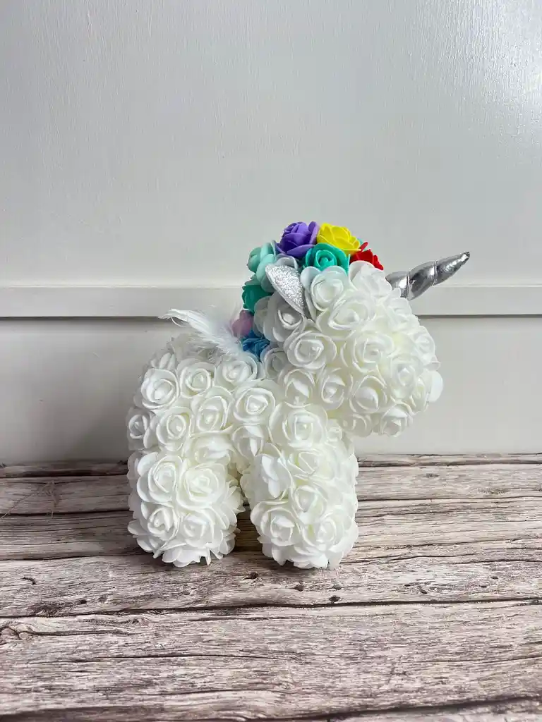 Unicornio Teddy De Flores En Bolsa