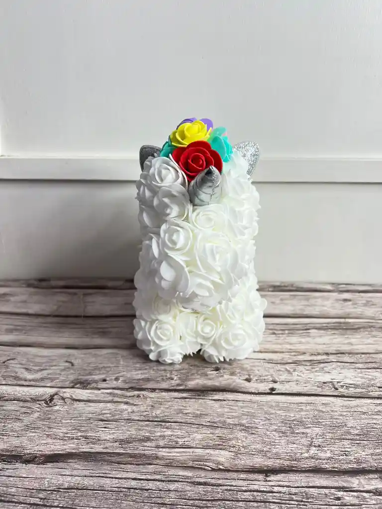 Unicornio Teddy De Flores En Bolsa
