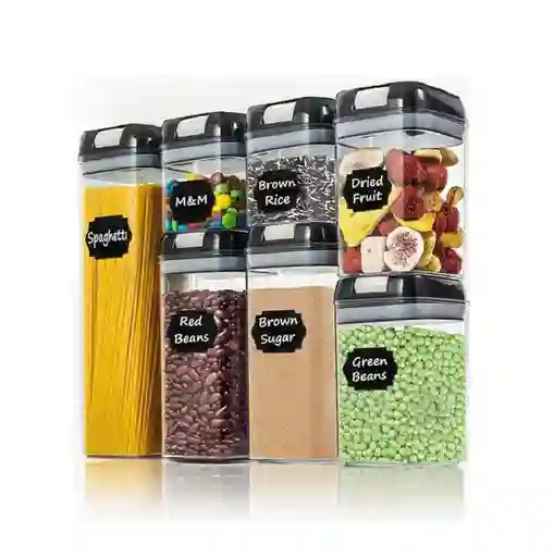 Set Juego De 7 Contenedores De Sellado Hermético Para Cocina Recipientes