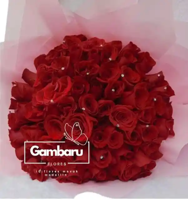 Rosas Rojas X100 En Bouquet