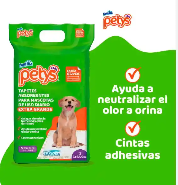 Tapetes Petys Absorbentes Extra Grande X 12u