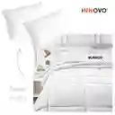 Combo Cubrelecho Térmico Ovejero Doble Funda Blanco+ 2 Almohadas Confort Siliconada