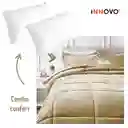Combo Cubrelecho Térmico Ovejero Doble Funda Beige + 2 Almohadas Confort Siliconada